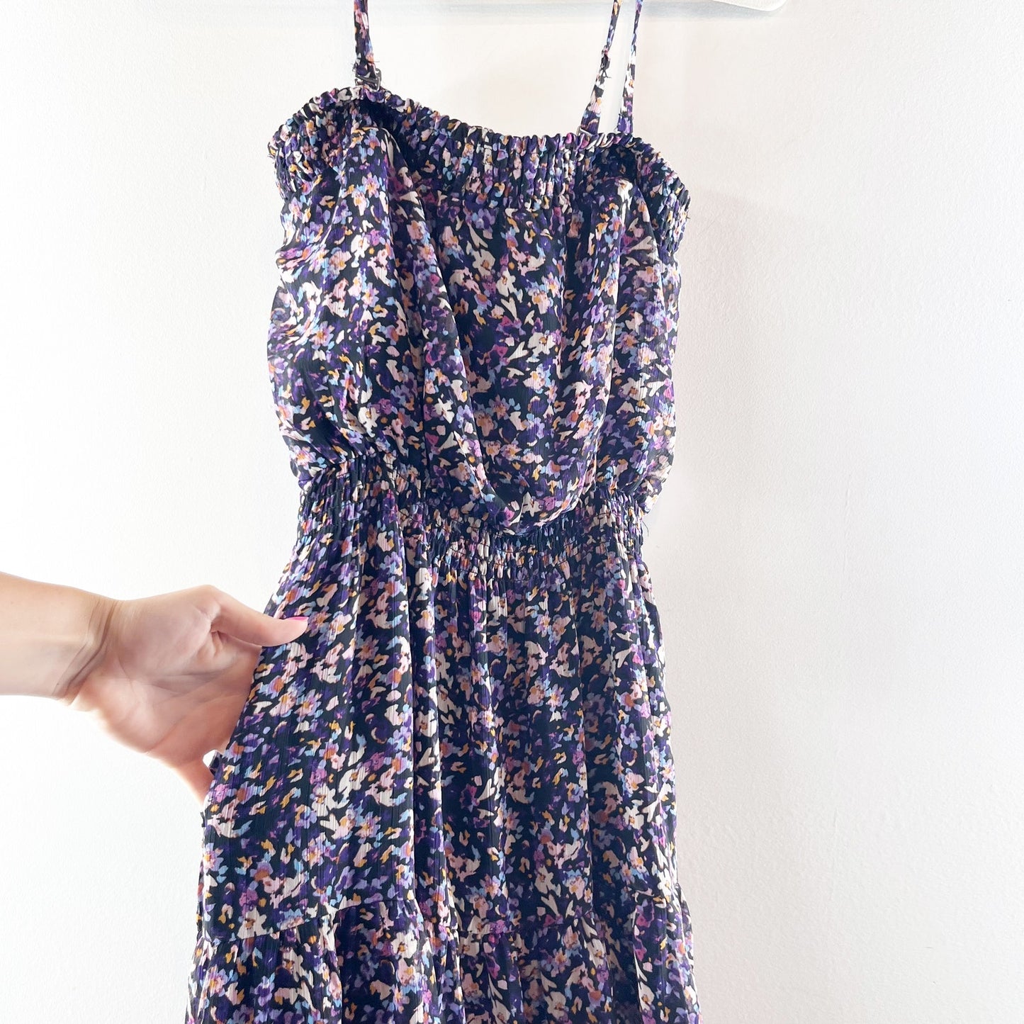 Evereve Fiona Square Neck Floral Sleeveless Maxi Dress Purple XS