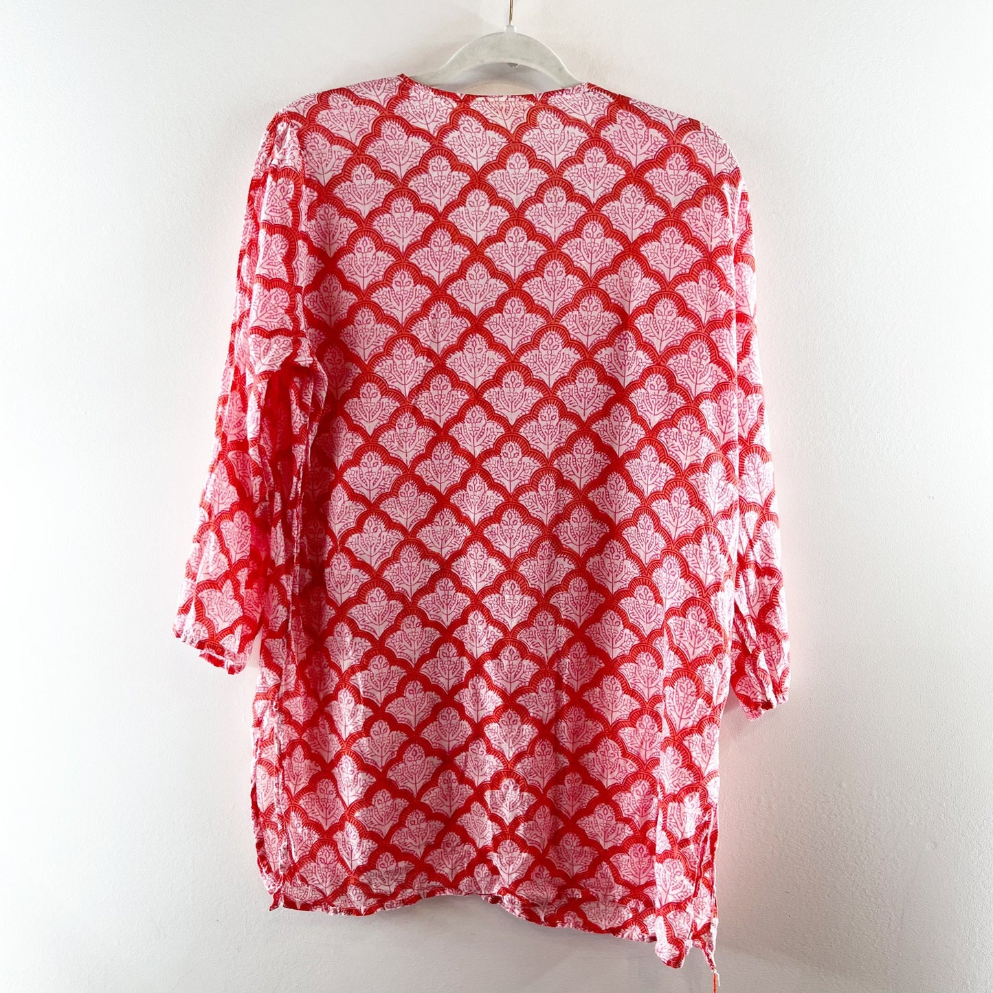 Roberta Roller Rabbit Kurta Long Sleeve Printed Jemina Top Shirt Coral Pink L
