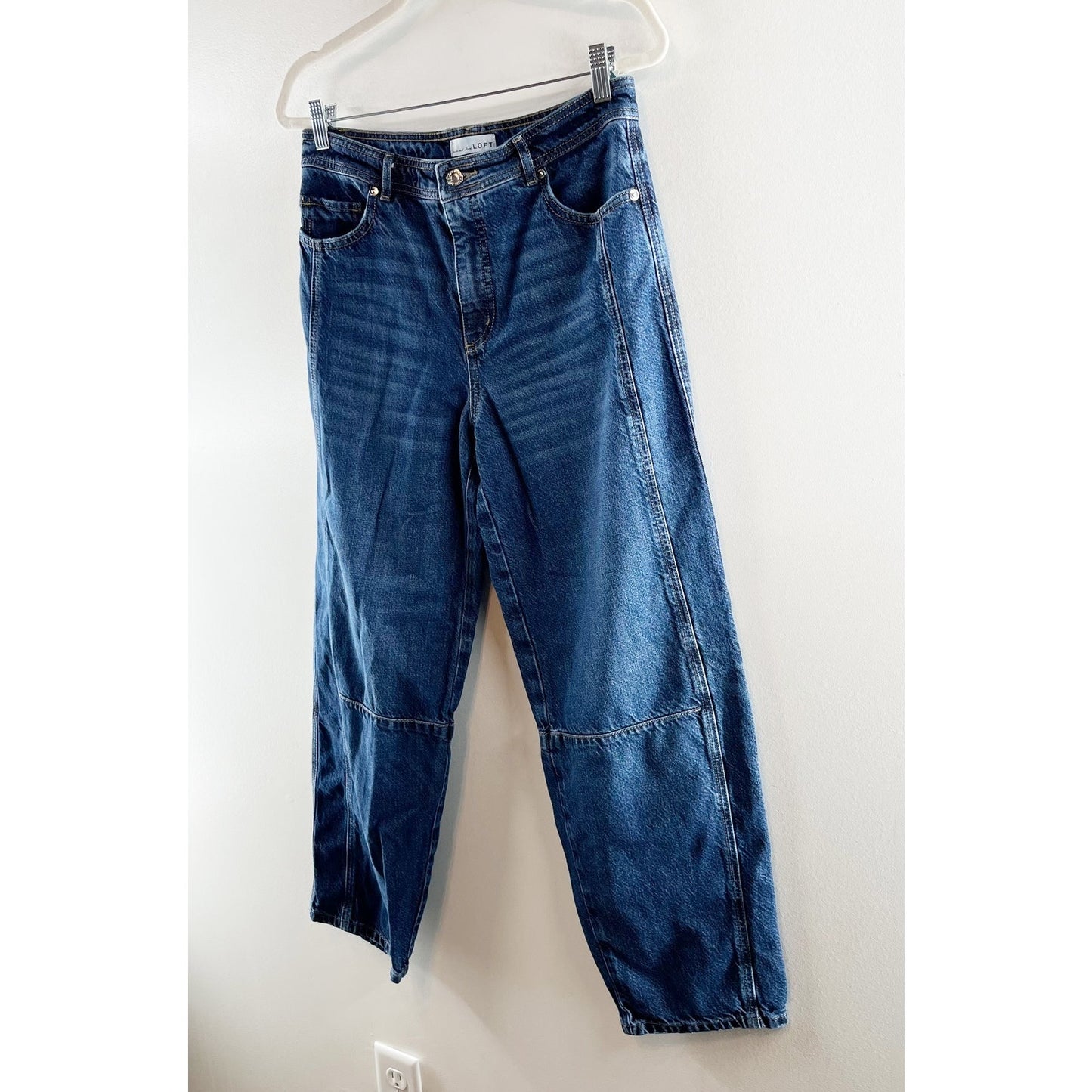 LOFT High Waisted Dark Wash Ankle Denim The Barrel Jeans Blue 6 / 28