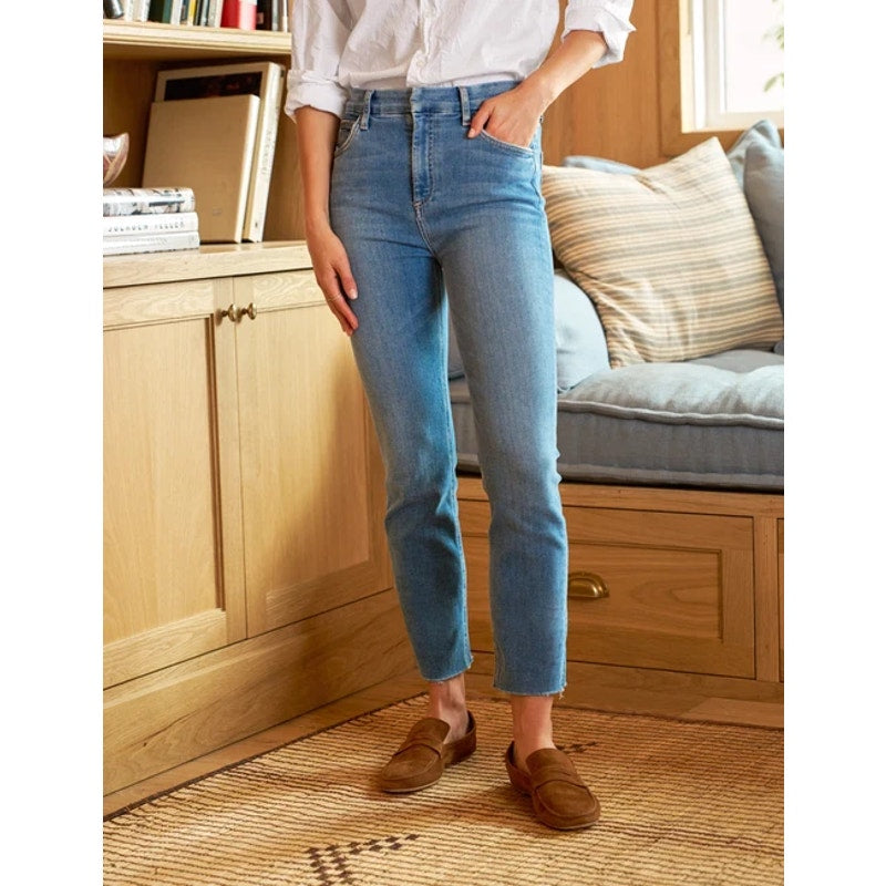 Frank & Eileen Derry Italian Dream Denim Frayed Hem Slim Sraight Jeans Blue 29