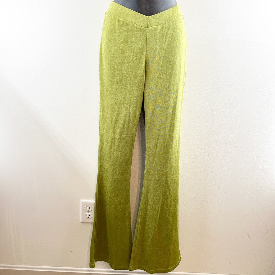 Peppermayo Wrap Tie Crop Bra Top and High Rise Flare Pants Matching Set Green 6