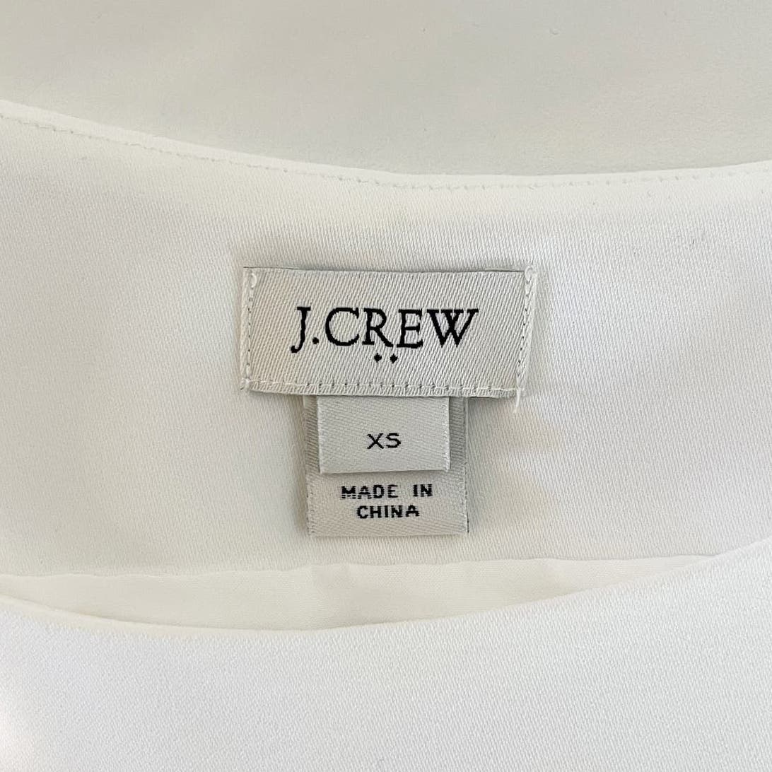 J. Crew Scalloped Trim Crossover Open Back Sleeveless Tank Top White XS