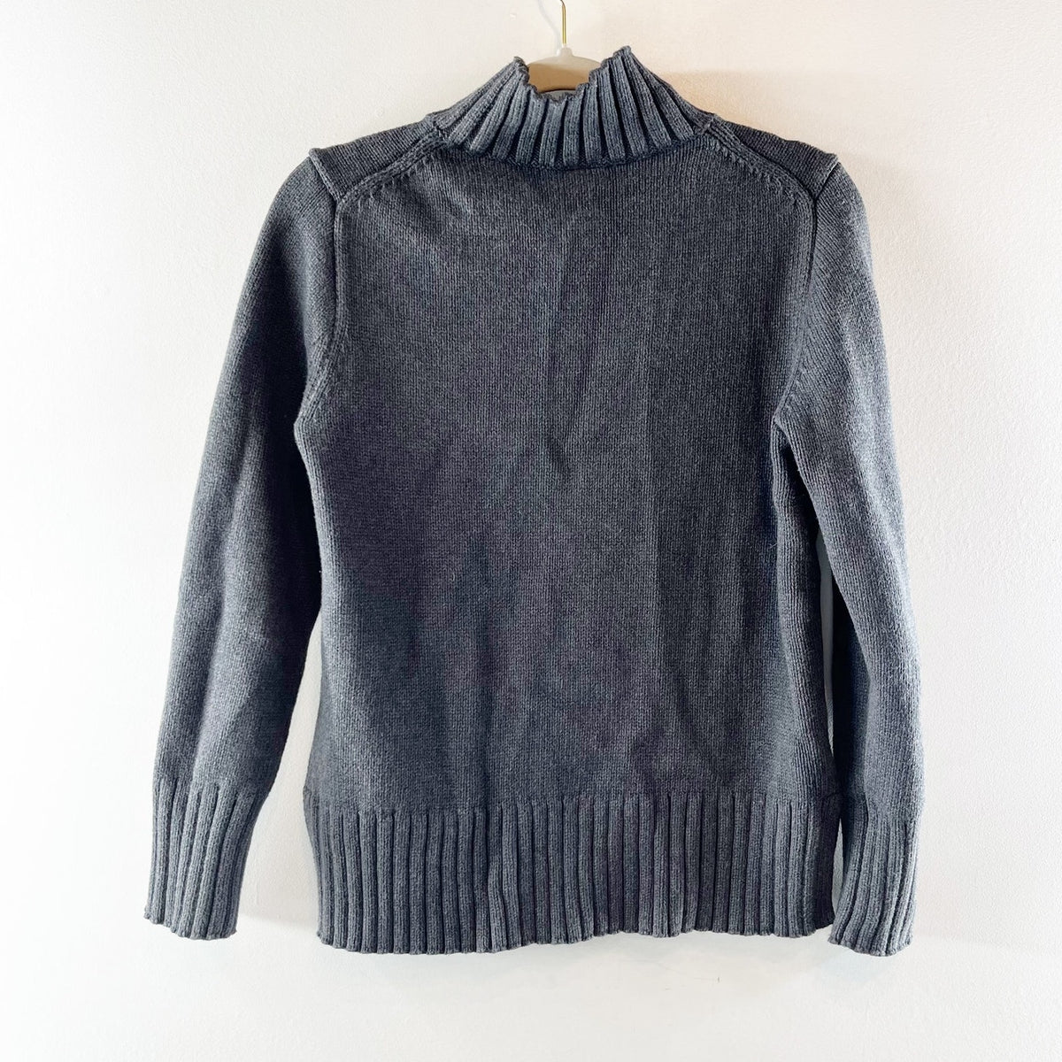 J. Crew Cotton Turtleneck Sweater Heather Charcoal Gray Small