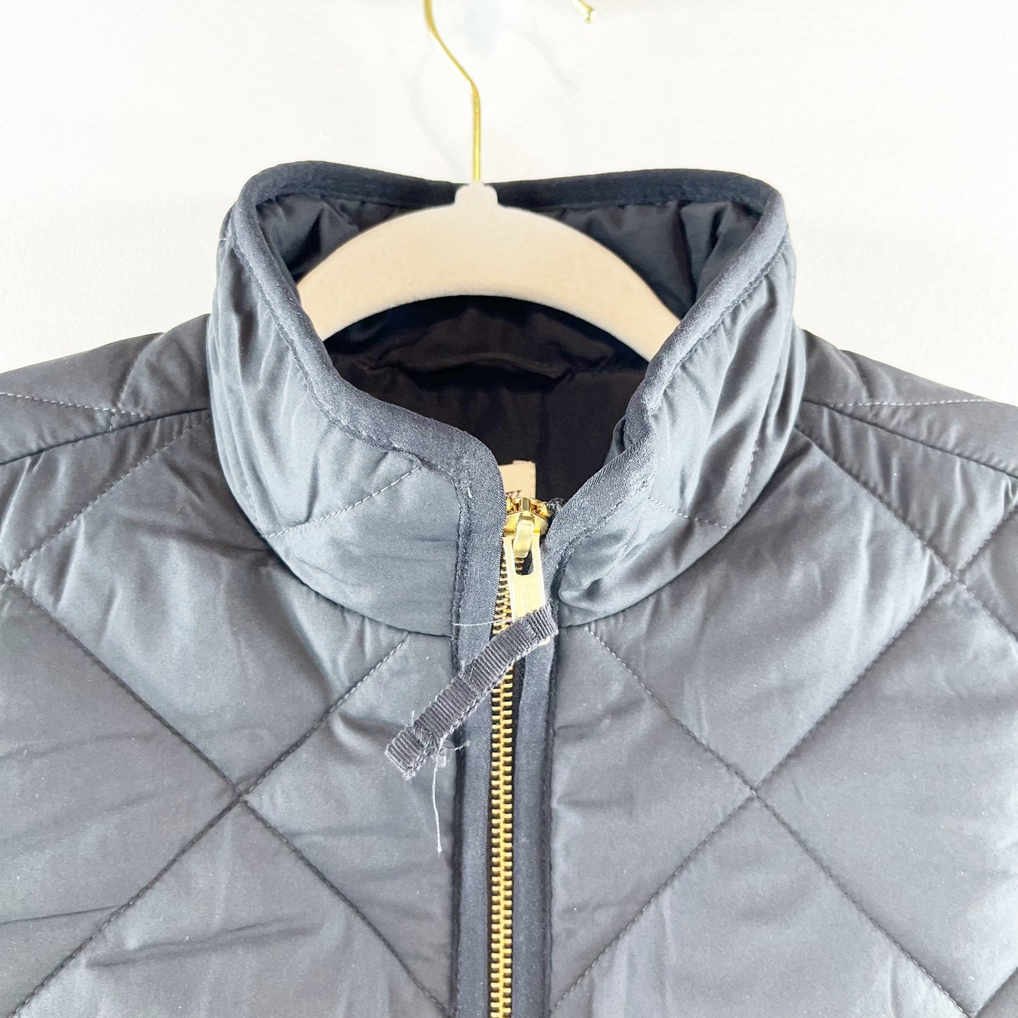 j. Crew Quilted Full Zip Puffer Vest Black Small