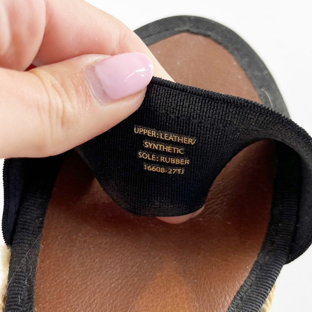 Dalson Leather Slip On Wedge Espadrilles Slingback Sandals Black 37 / US 6.5