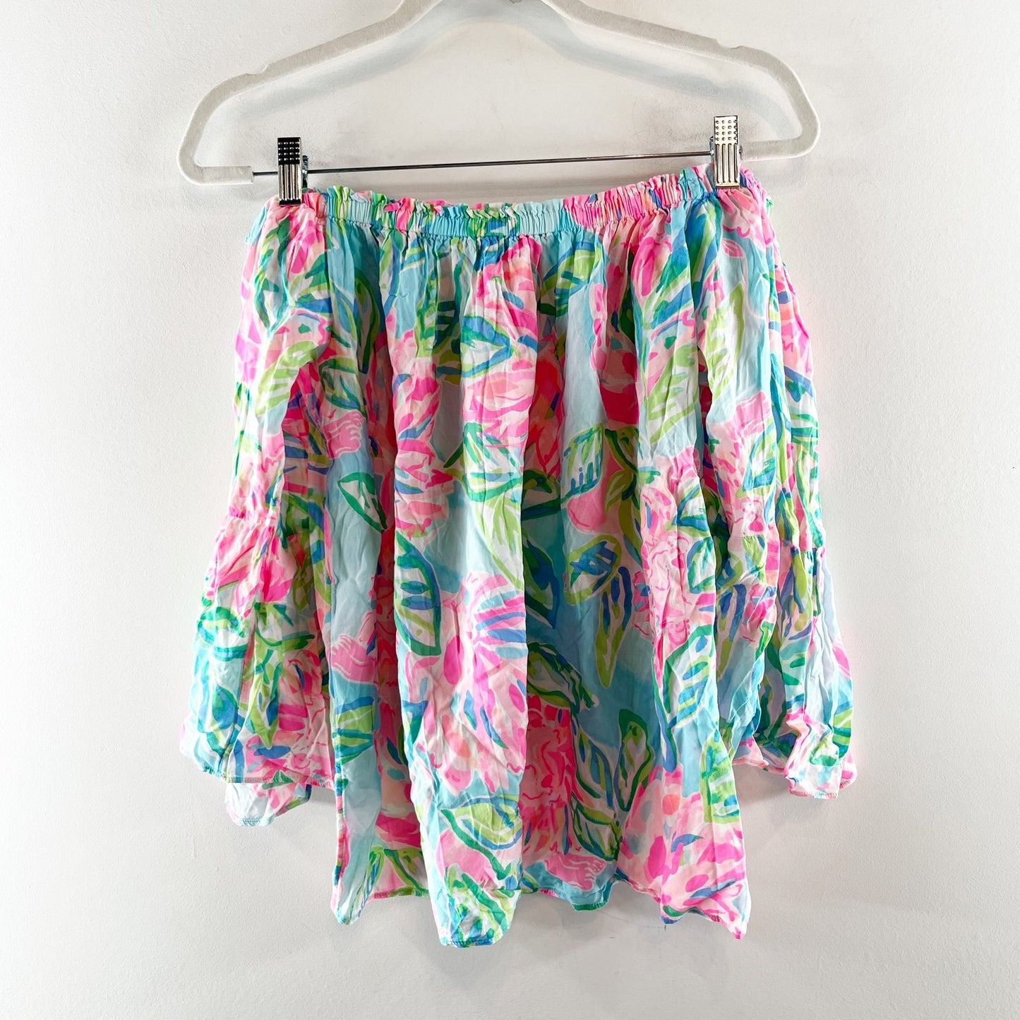 Lilly Pulitzer Nevie Off-Shoulder Blouse Resort White Toucan Do It Better Small