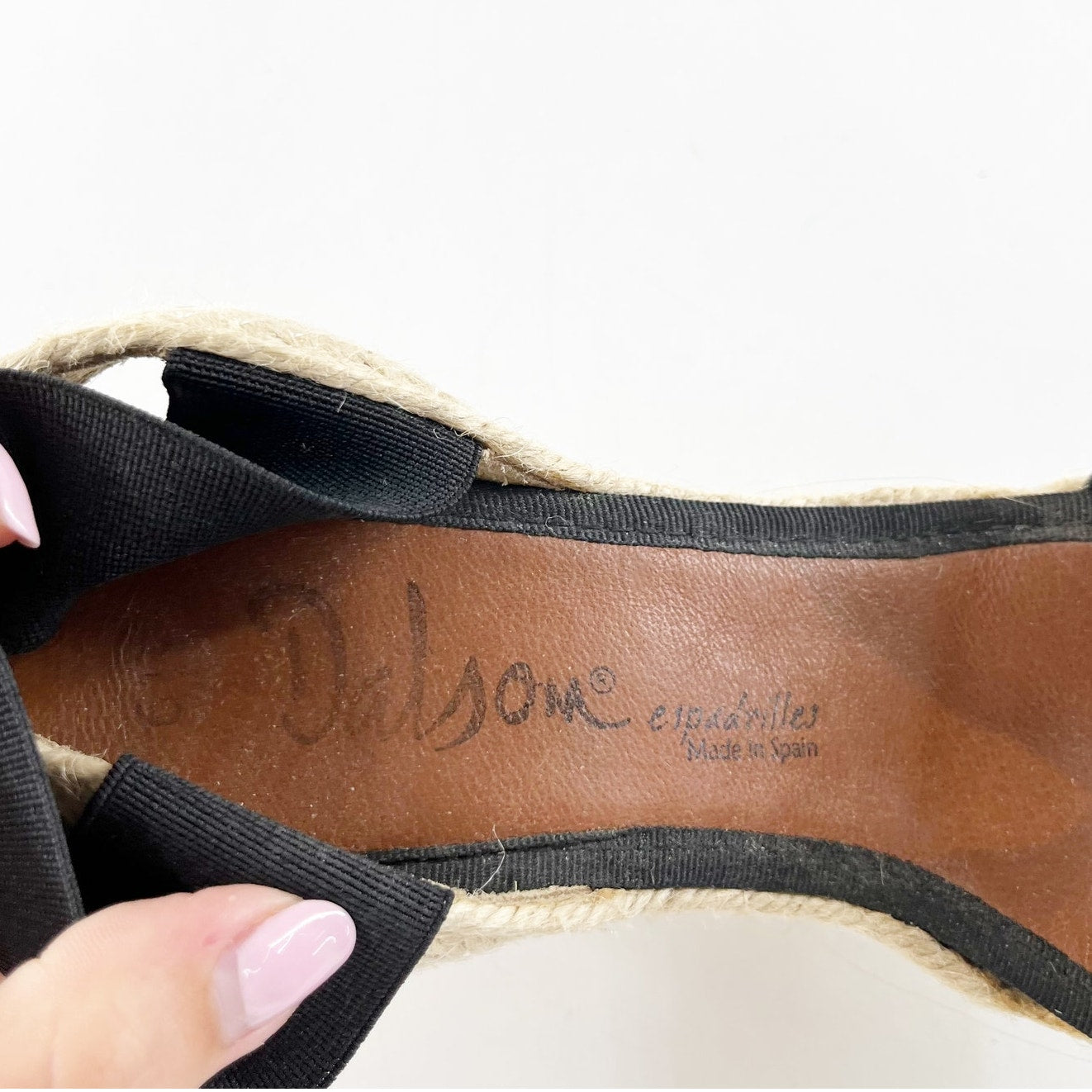 Dalson Leather Slip On Wedge Espadrilles Slingback Sandals Black 37 / US 6.5