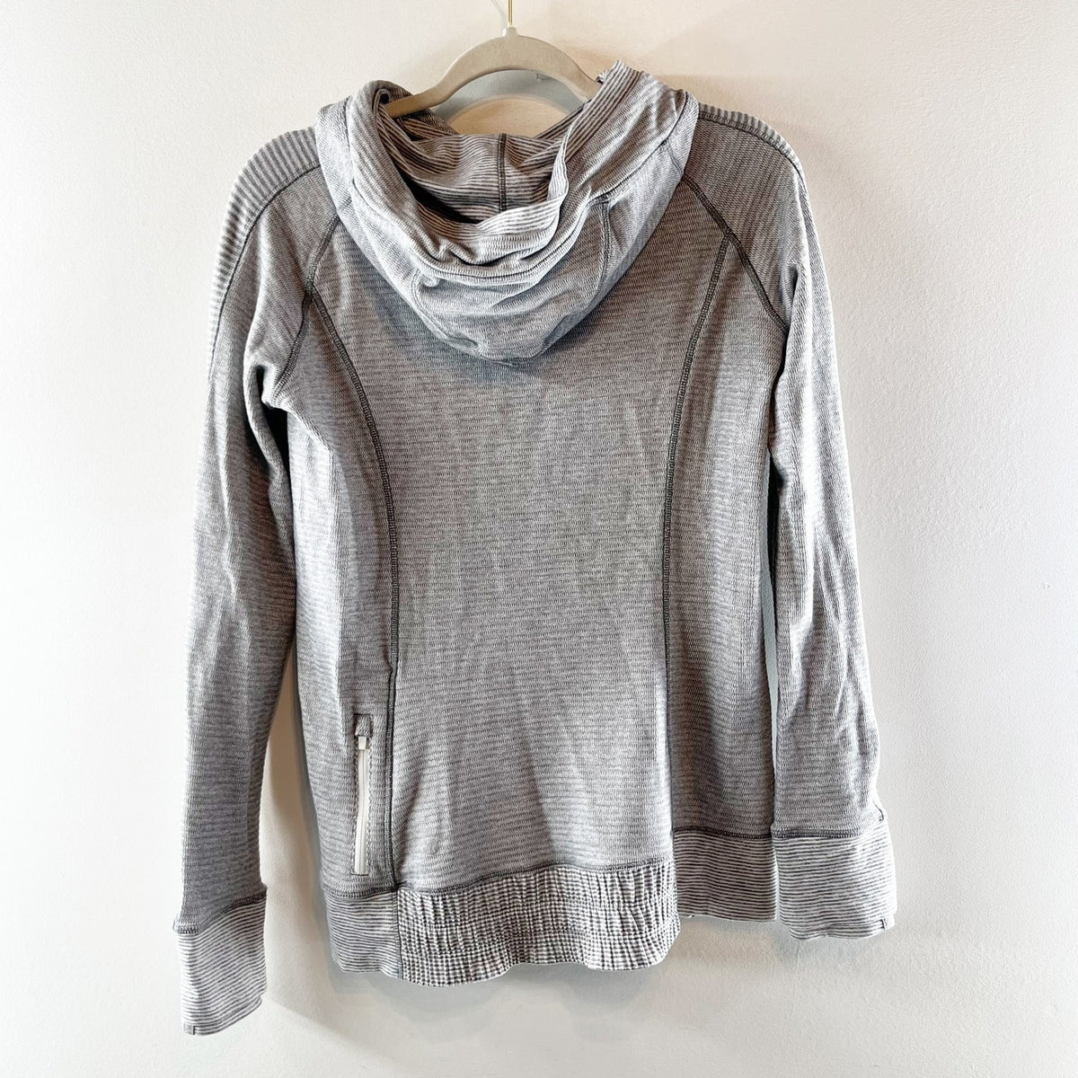Lululemon Think Fast Hoodie Mini Check Pique White Heathered Slate Gray 8