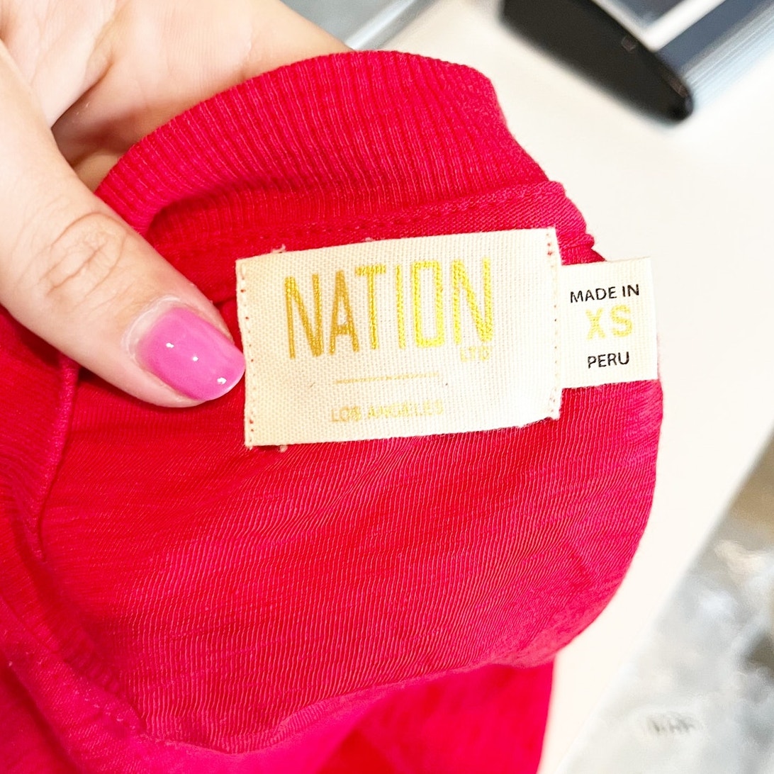 Nation LTD Paulette Ruffled Ribbed Crewneck Tank Top in Campari Red XS