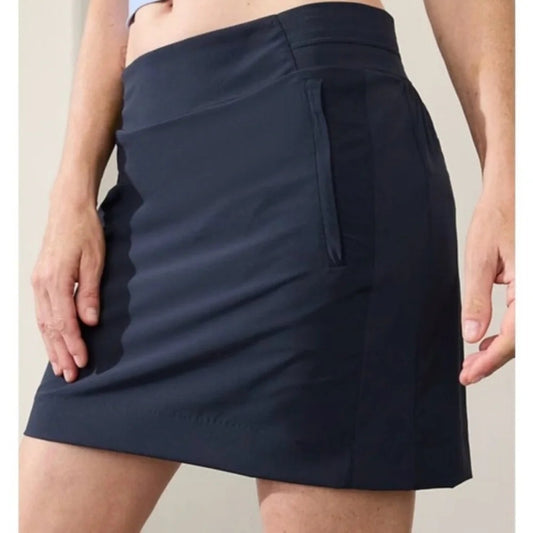 Athleta Brooklyn Pull On High Waisted Mini Skort Navy Blue 4 Tall