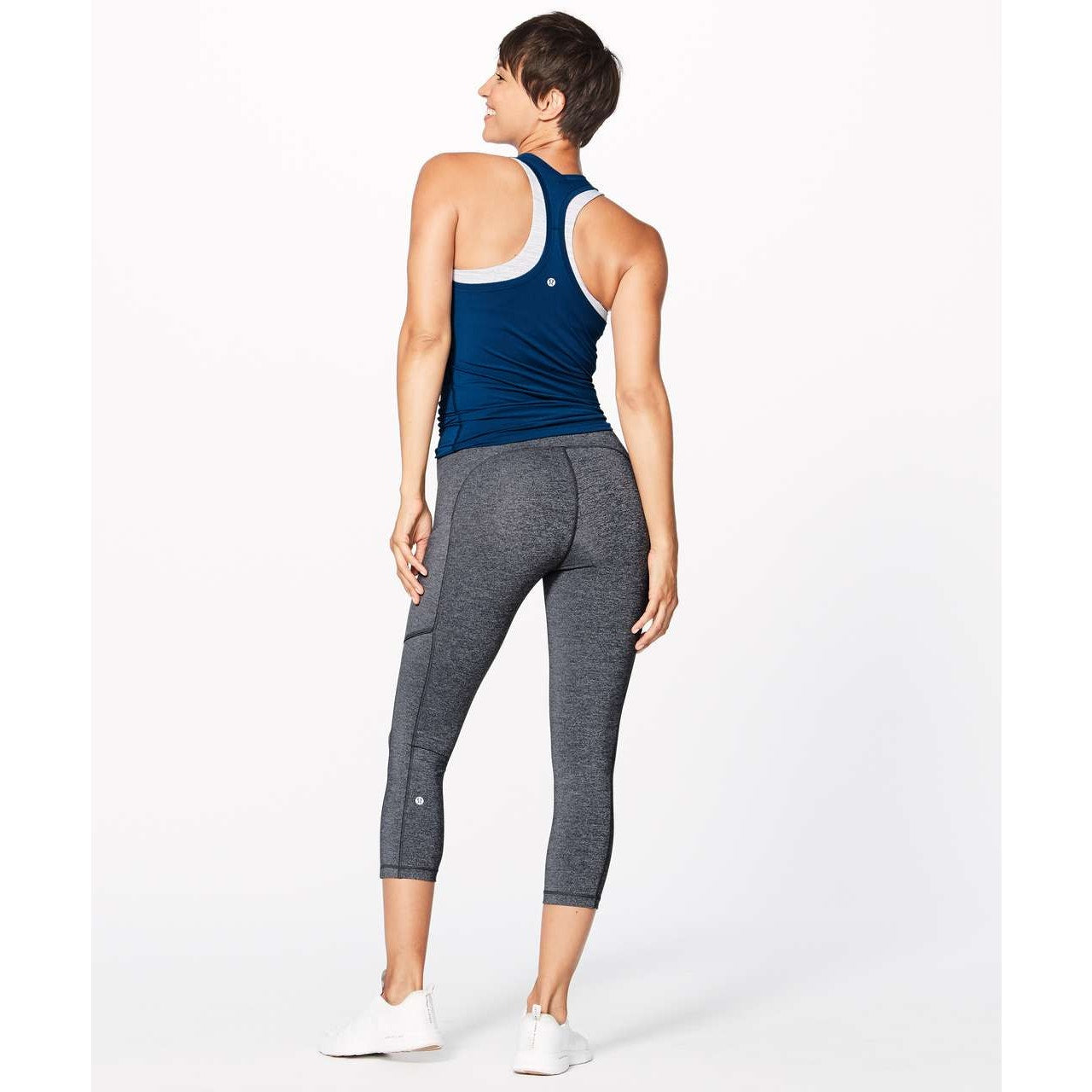 Lululemon Speed Up Crop Leggings 21" Heathered Black Gray 6