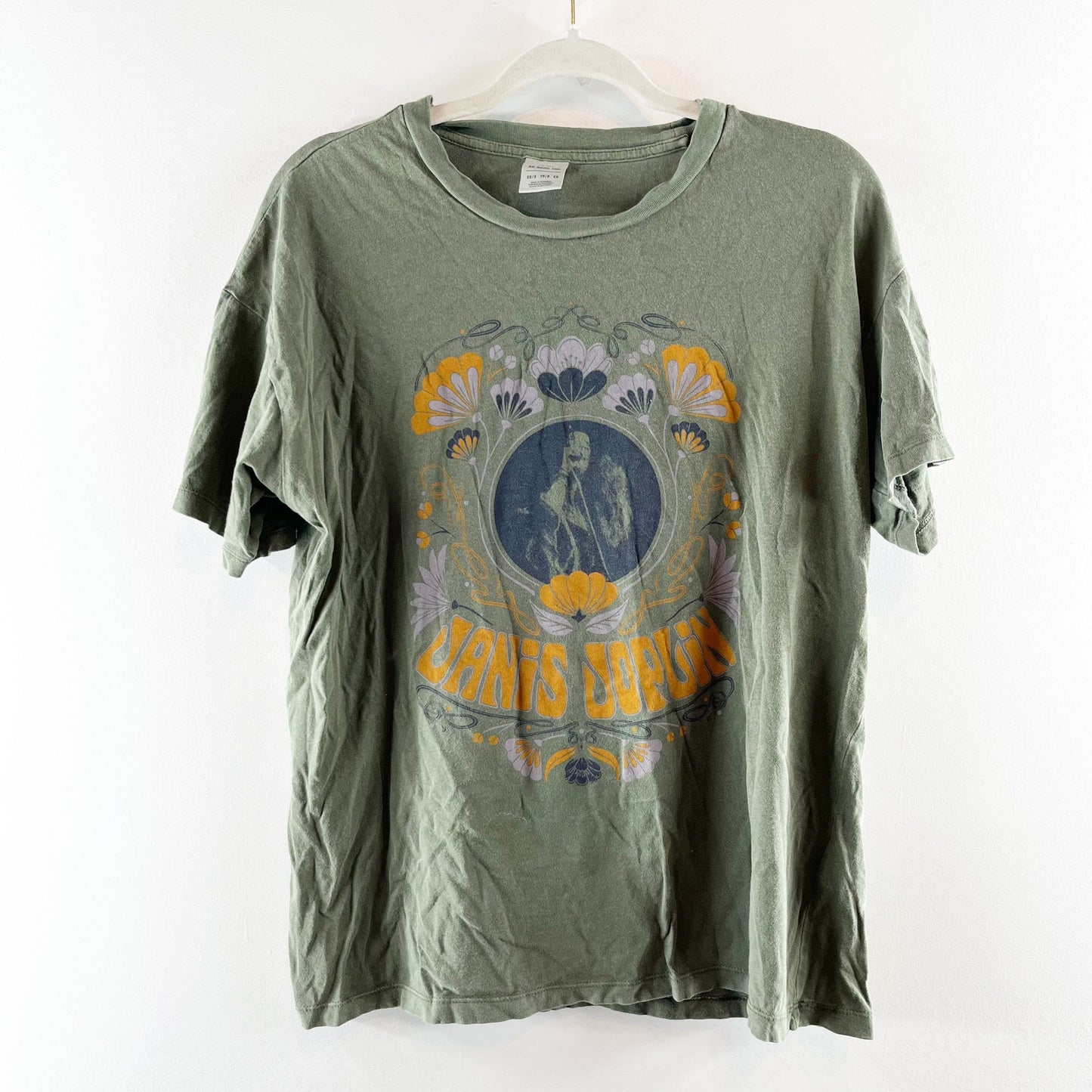 American Eagle Short Sleeve Janis Joplin Band Graphic Tee Shirt Green XS