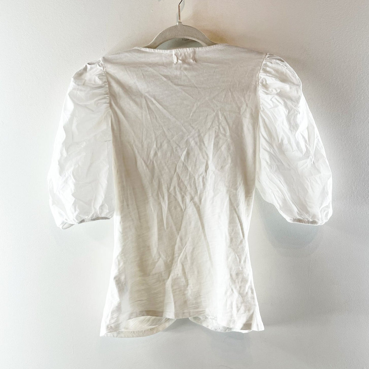 Nation LTD Giada Puff Sleeve V-Neck Gathered Blouse Top Optic White XS