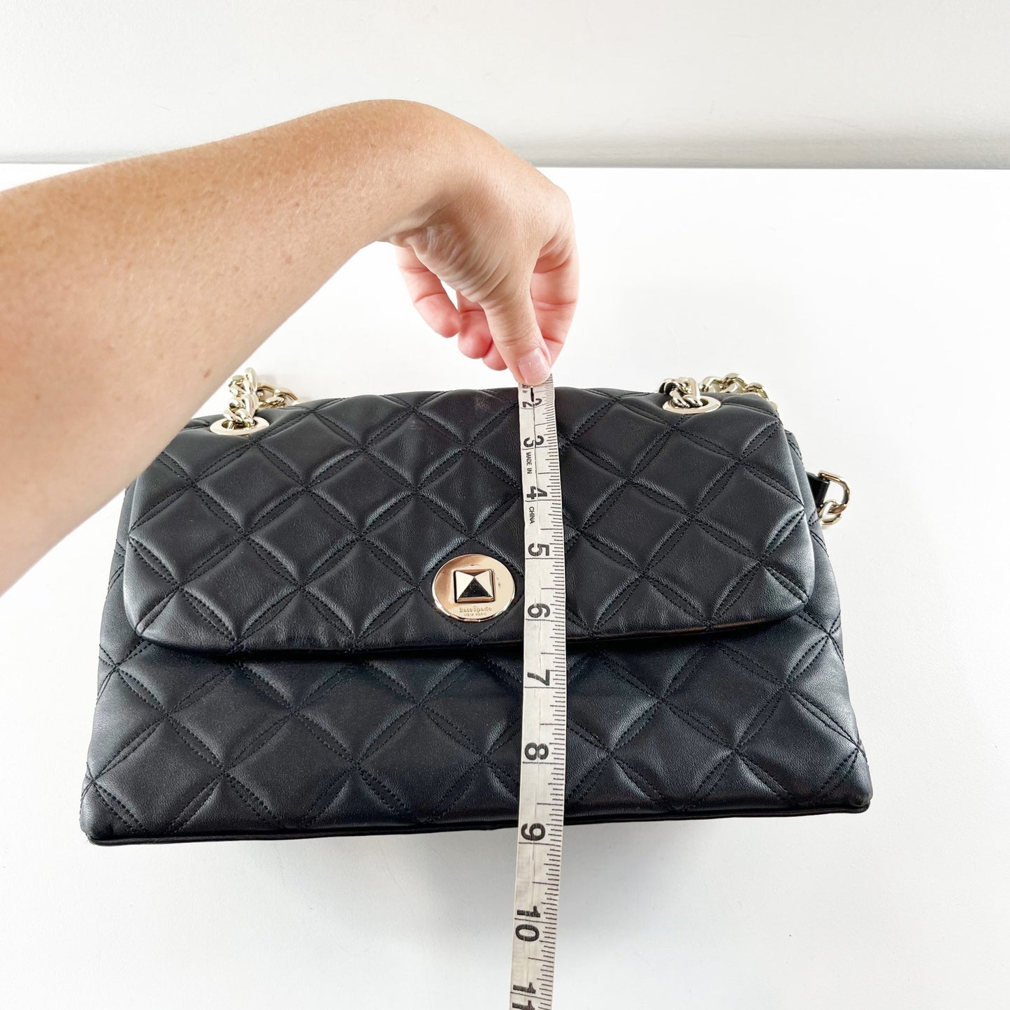 Kate Spade Natalia Quilted Black Leather Flap Shoulder Bag with Chain Strap