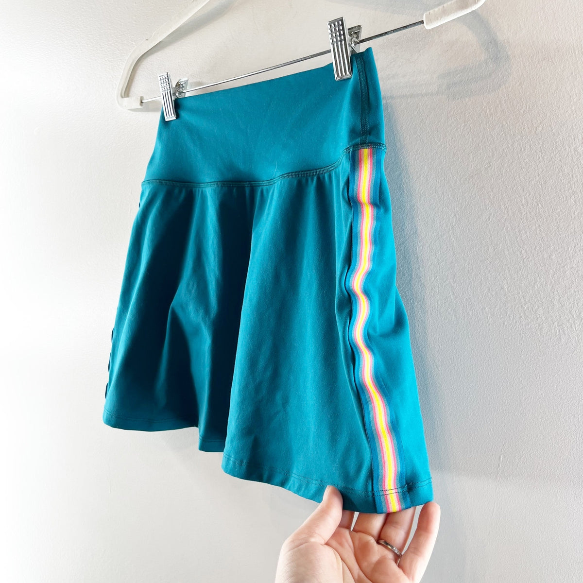 Spritual Gangster Nyla Mini Skirt Side Stripe Dark Turquoise Teal Green Small
