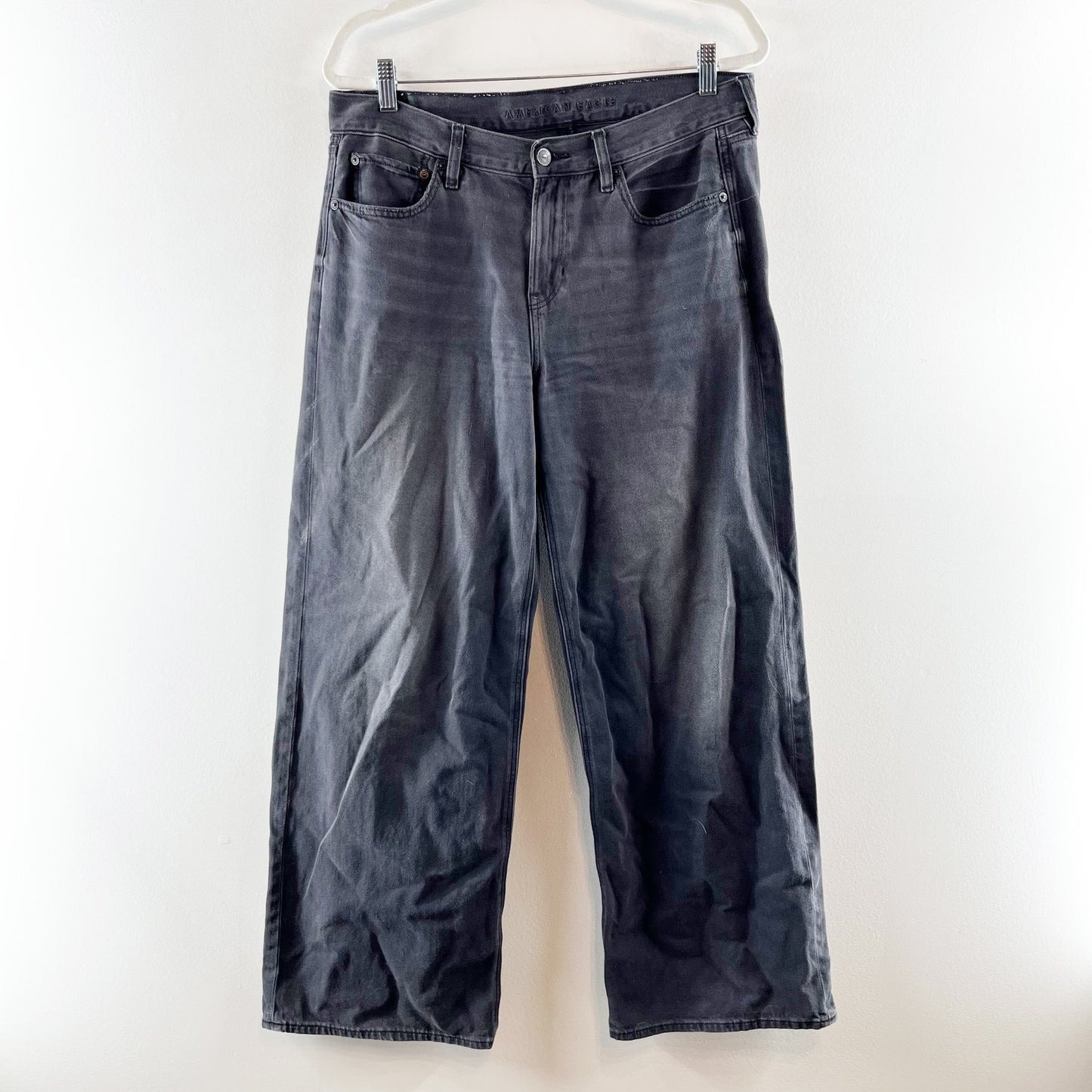 American Eagle Low Rise Skater Wide Leg Jeans Black 10