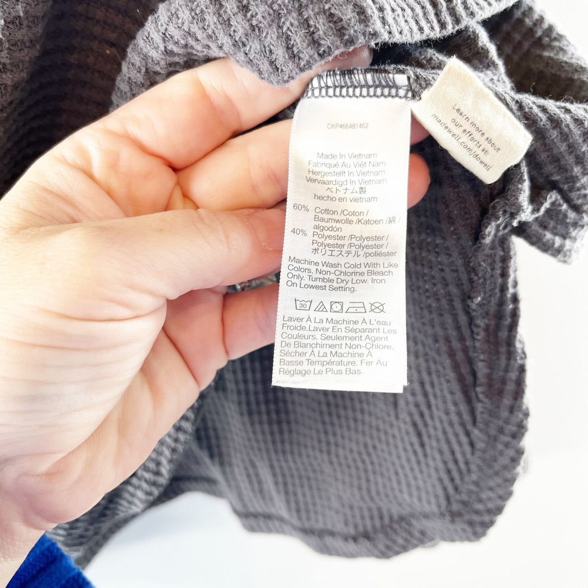 Madewell Waffle Knit V-Neck Long-Sleeve Pullover Sweater Coal Black XL