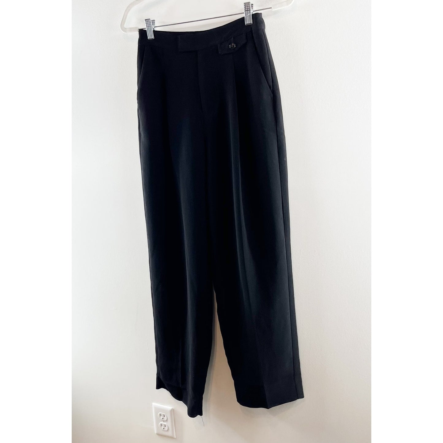 Madewell The Rosedale Hi-Rise Straight Relaxed Crepe Pleated Pant True Black 00