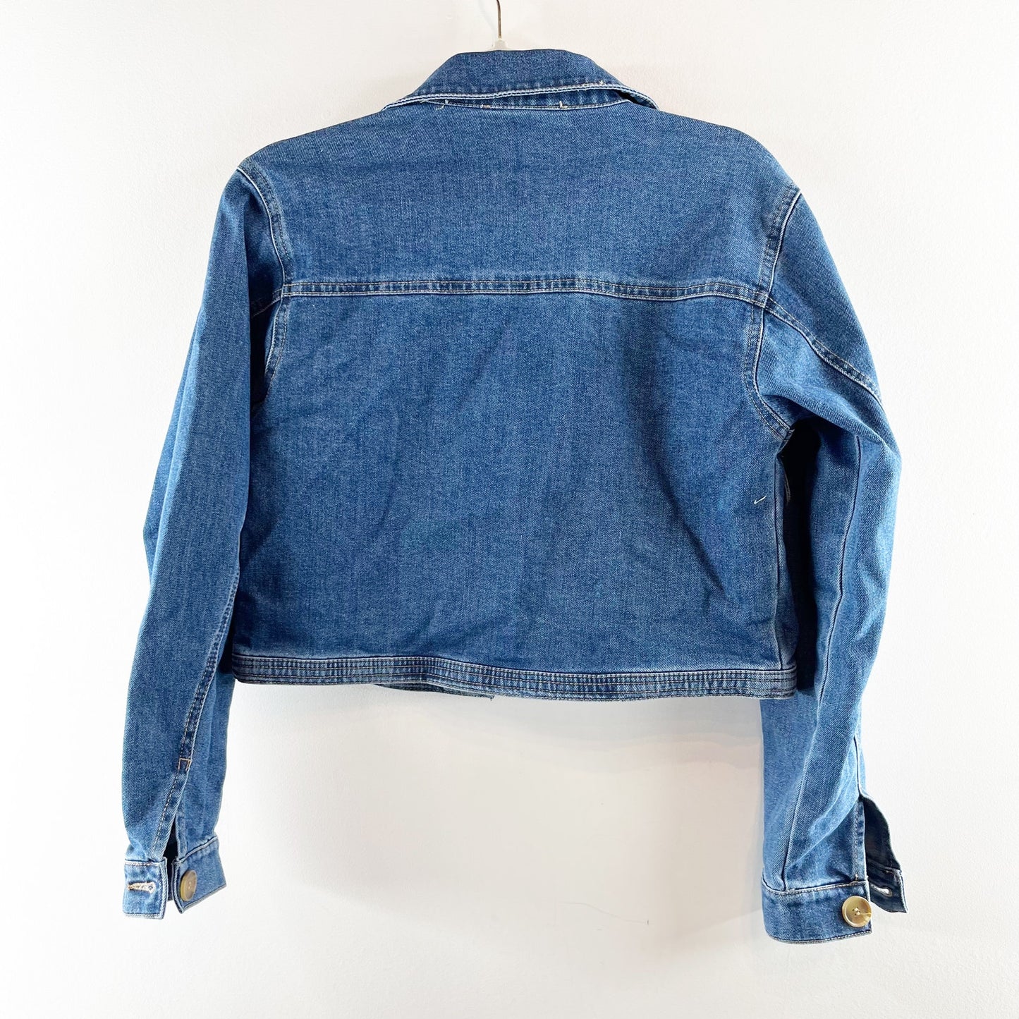 Rachel Zoe Cropped Button Up Denim Jean Jacket Blue XS