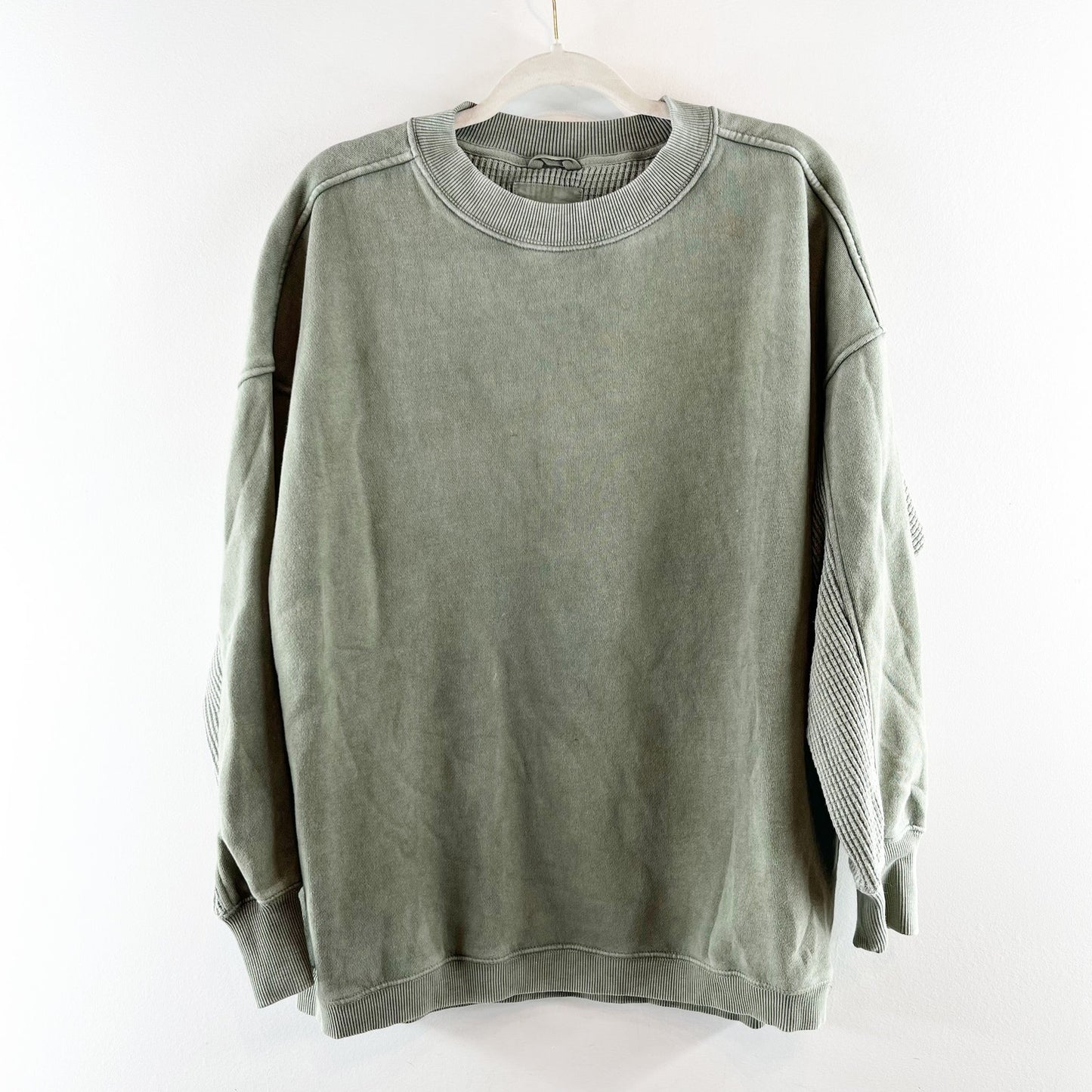 Aerie Oversized Crewneck Long Sleeve Sweatshirt Green Small