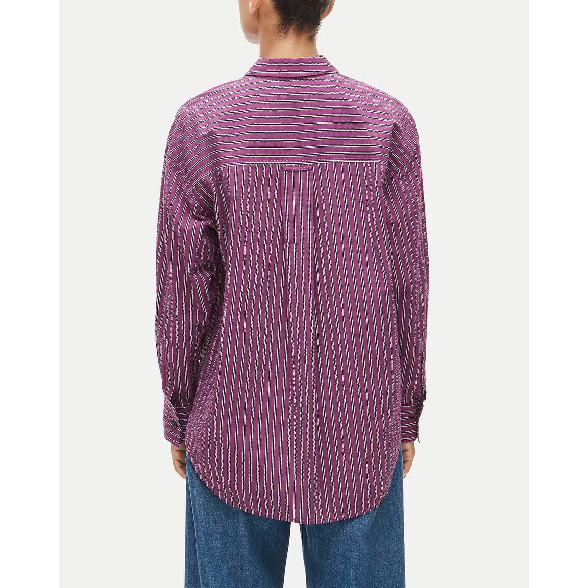 J. Crew Étienne Oversized Fit Dobby Stripe Button-Up Shirt Faded Fuchsia XXS