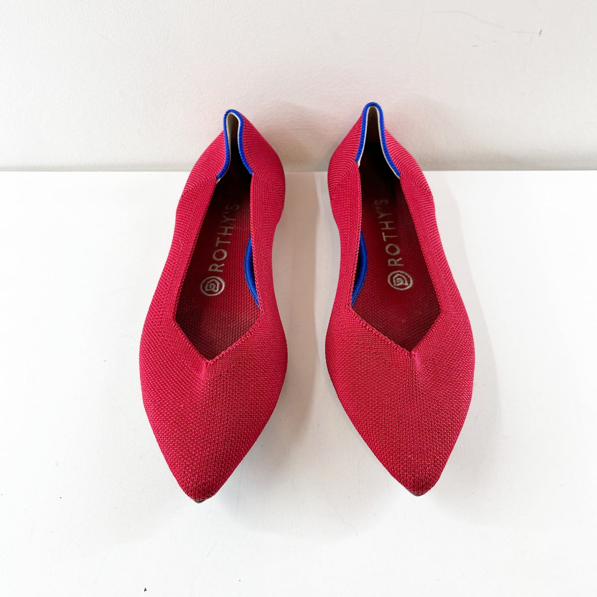 Rothy’s Knit The Point Slip-On Ballet Flat Shoes Bright Chili Red 8.5
