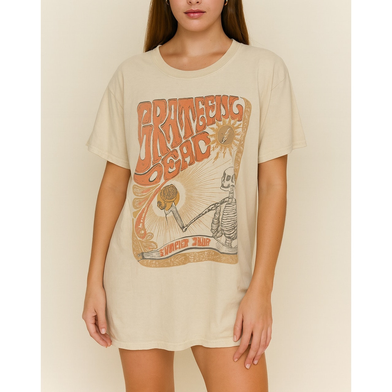 American Eagle Grateful Dead Short Sleeve Graphic Band Tee Shirt Yellow XS