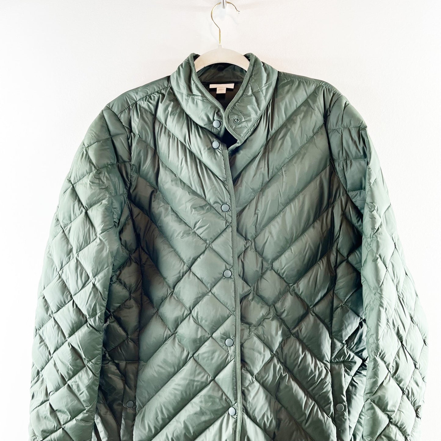 J. Jill Longline Down Quilted Puffer Coat Jacket Green Large