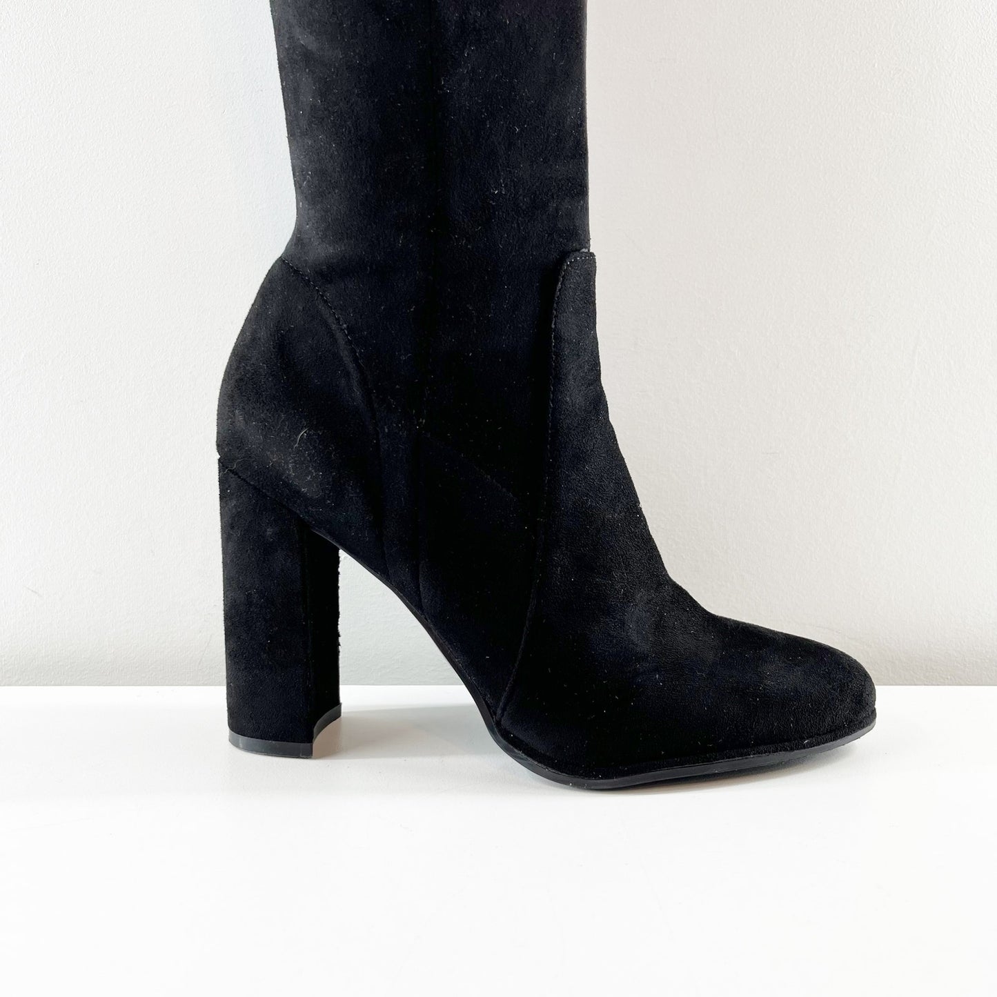 Marc Fisher Over The Knee Suede OTK Block Heel Boots Black 7.5