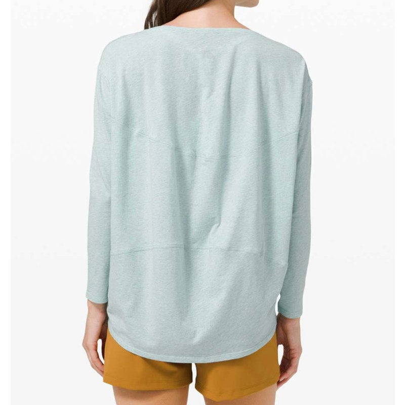 Lululemon Back in Action Long-Sleeve Boatneck T-Shirt Heathered Hazy Jade Green