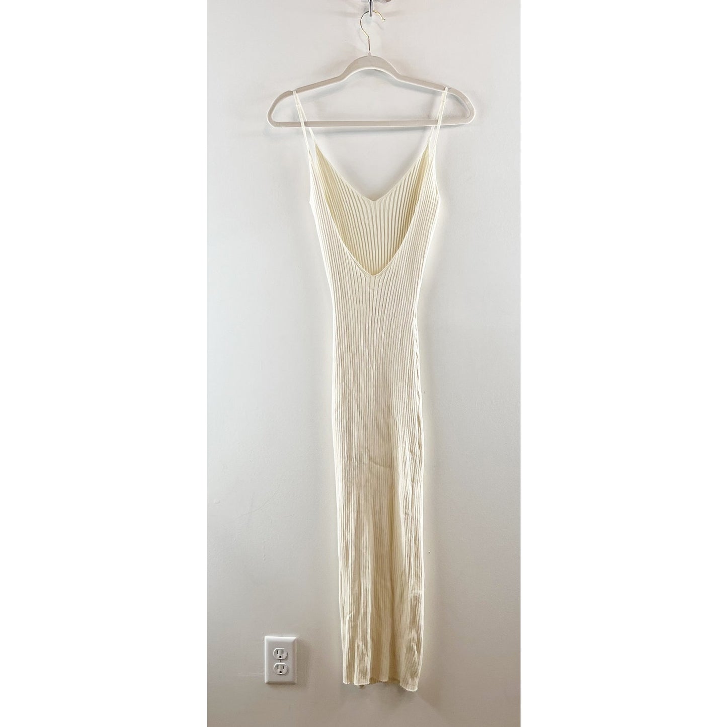 Anthropologie The Aimee Slim Ribbed Knit Midi Dress Cream XS