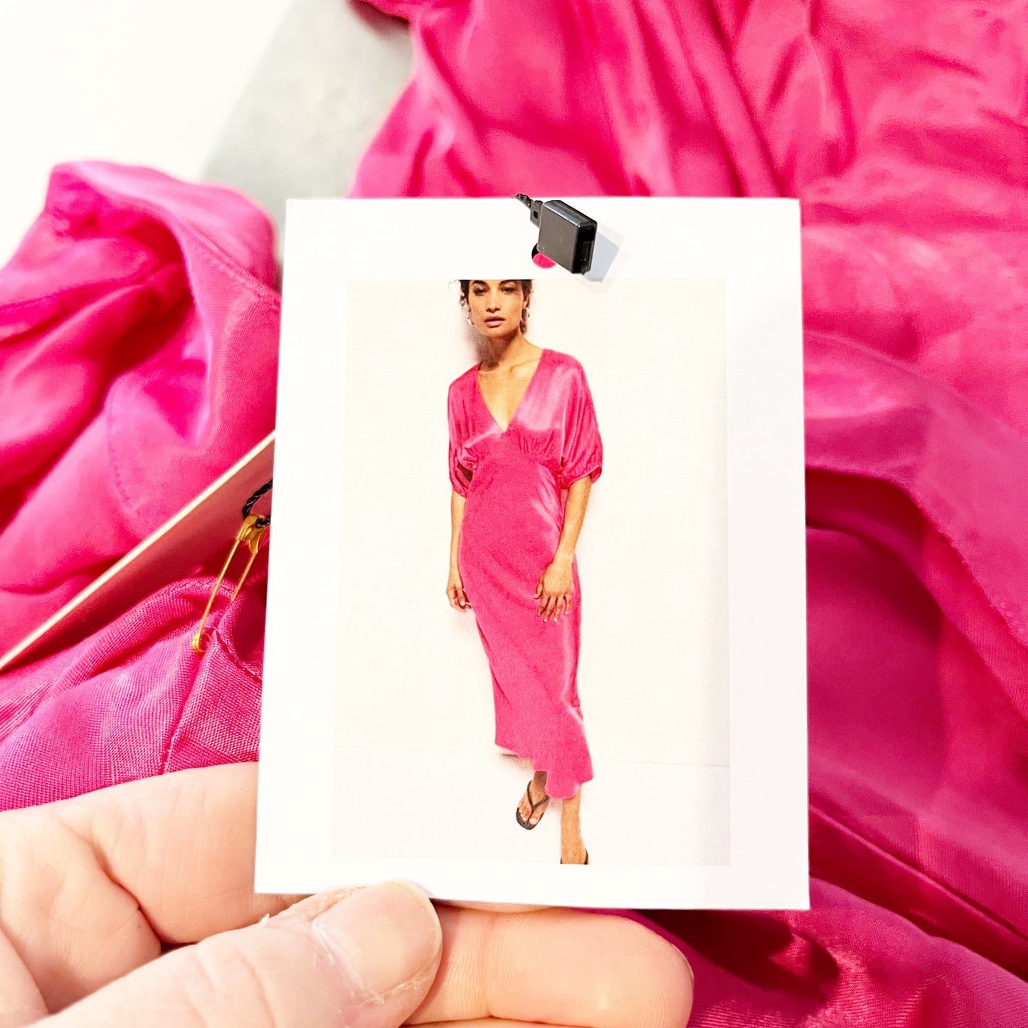 Nation Los Angeles Lily Rose Short Sleeve Satin Maxi Dress Pink Flambe Small