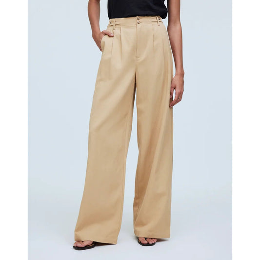 Madewell Harlow High Waisted Wide-Leg Trouser Pants Seed Khaki 6