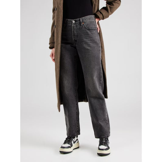 Levi's Premium Ribcage High Waisted Denim Straight Ankle Jeans Black 25 / 0