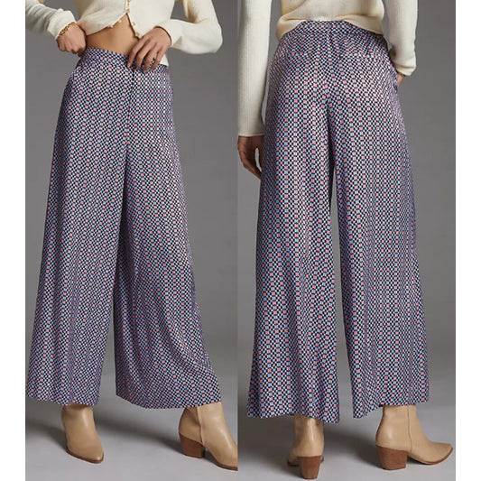 Maeve by Anthropologie High Waisted Wide-Leg Trouser Pants Purple 12
