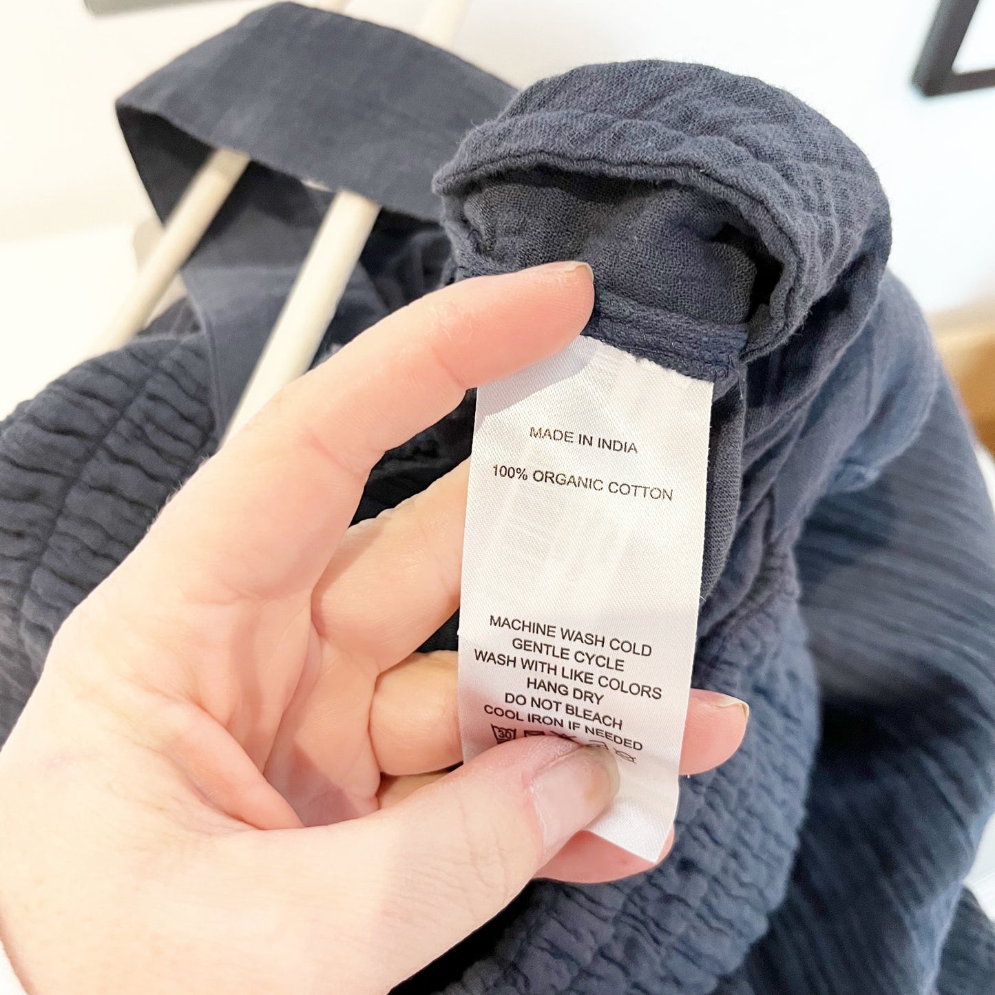 Quince Organic Cotton Gauze Smocked Wide Leg Jumpsuit Indigo Blue Medium