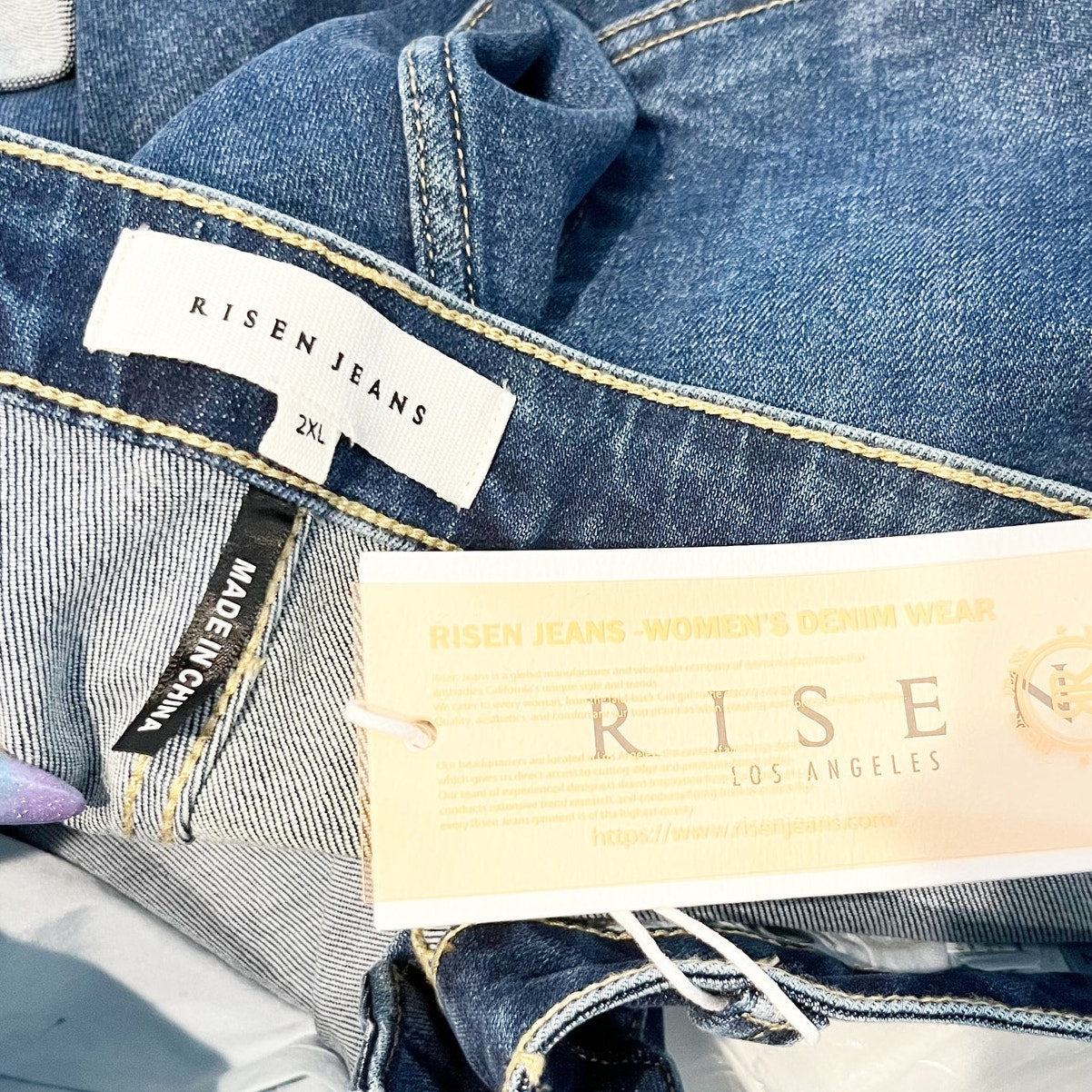 Risen High Rise Cuffed Denim Jean Shorts Blue 2X