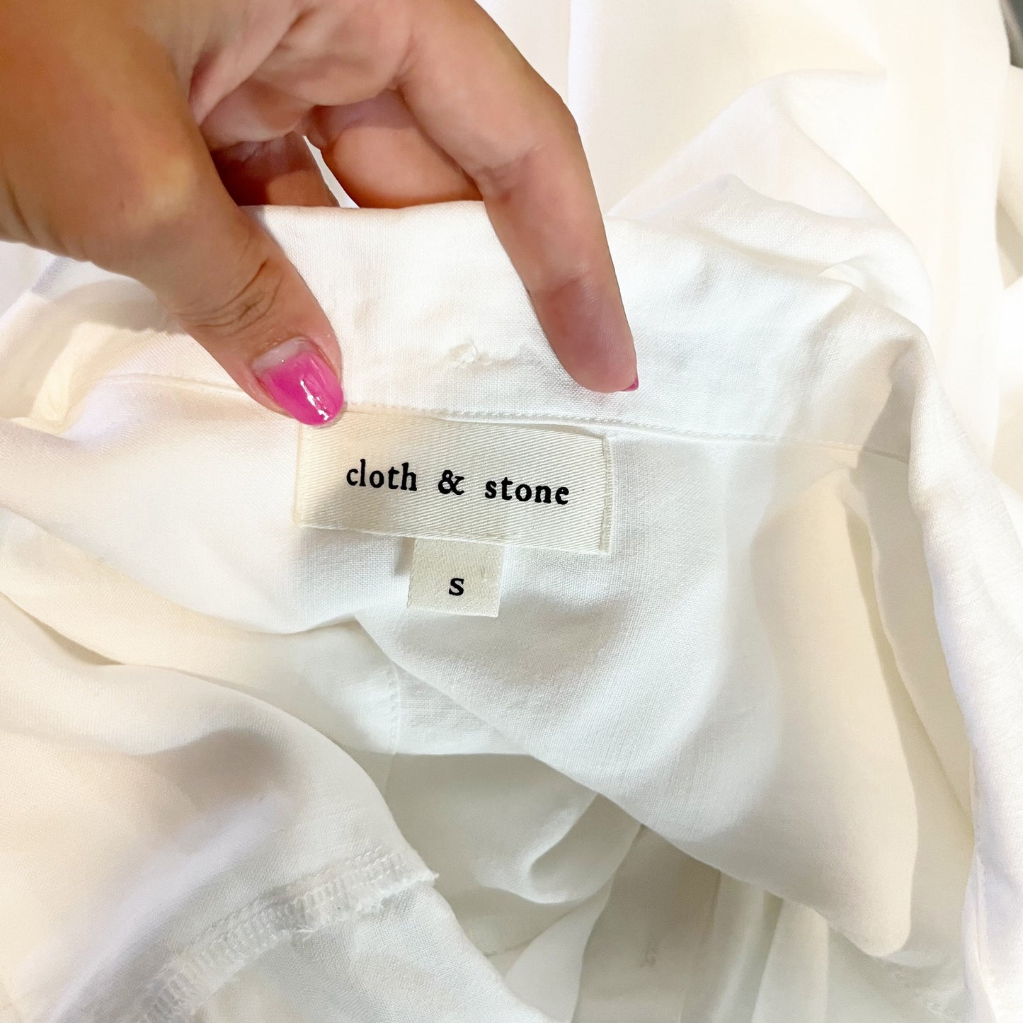Cloth & Stone Long Sleeve Button Up Tie Front Top Shirt White Small