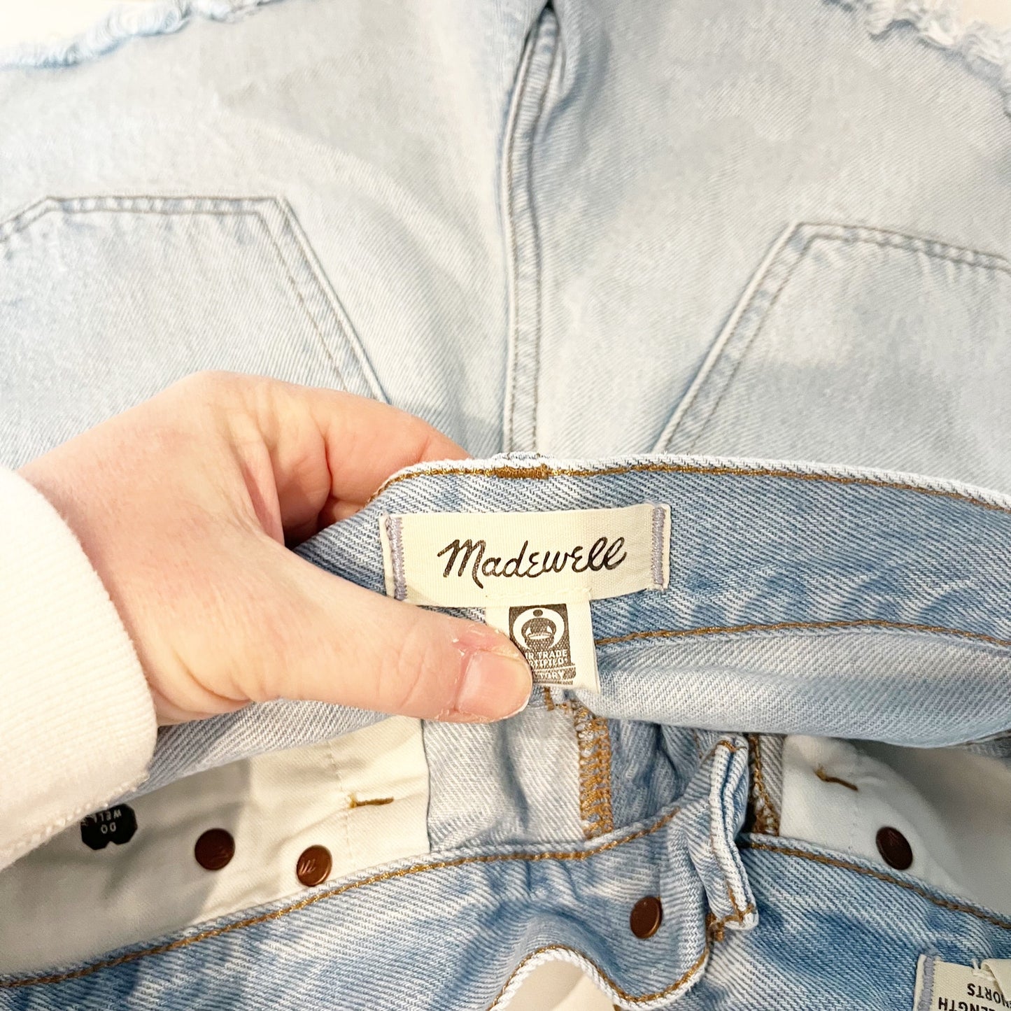 Madewell Relaxed Mid Length Denim Cutoff Step Hem Jean Shorts Blue 24 / 00