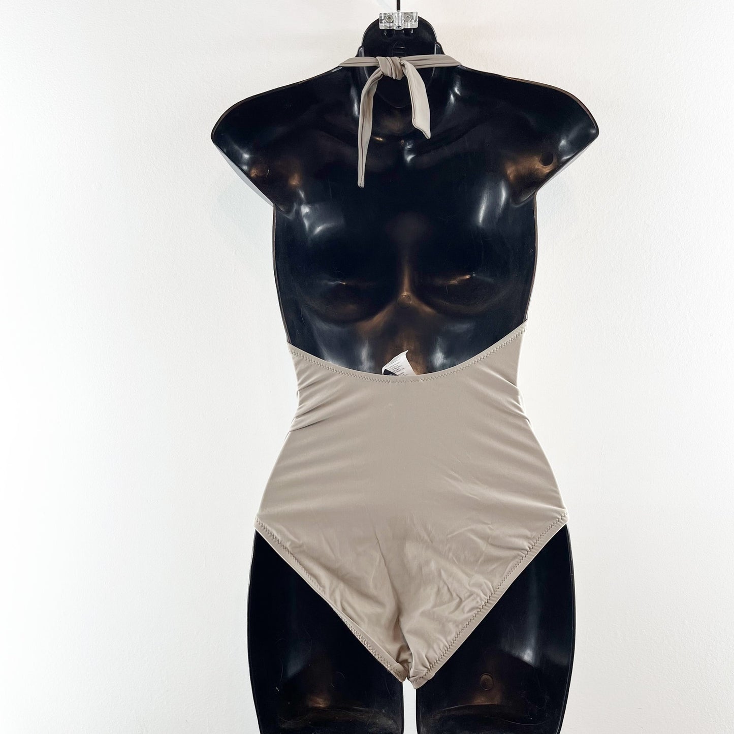 J. Crew Plunge Halter Low Scoop Back One Piece Swimsuit Gray 2