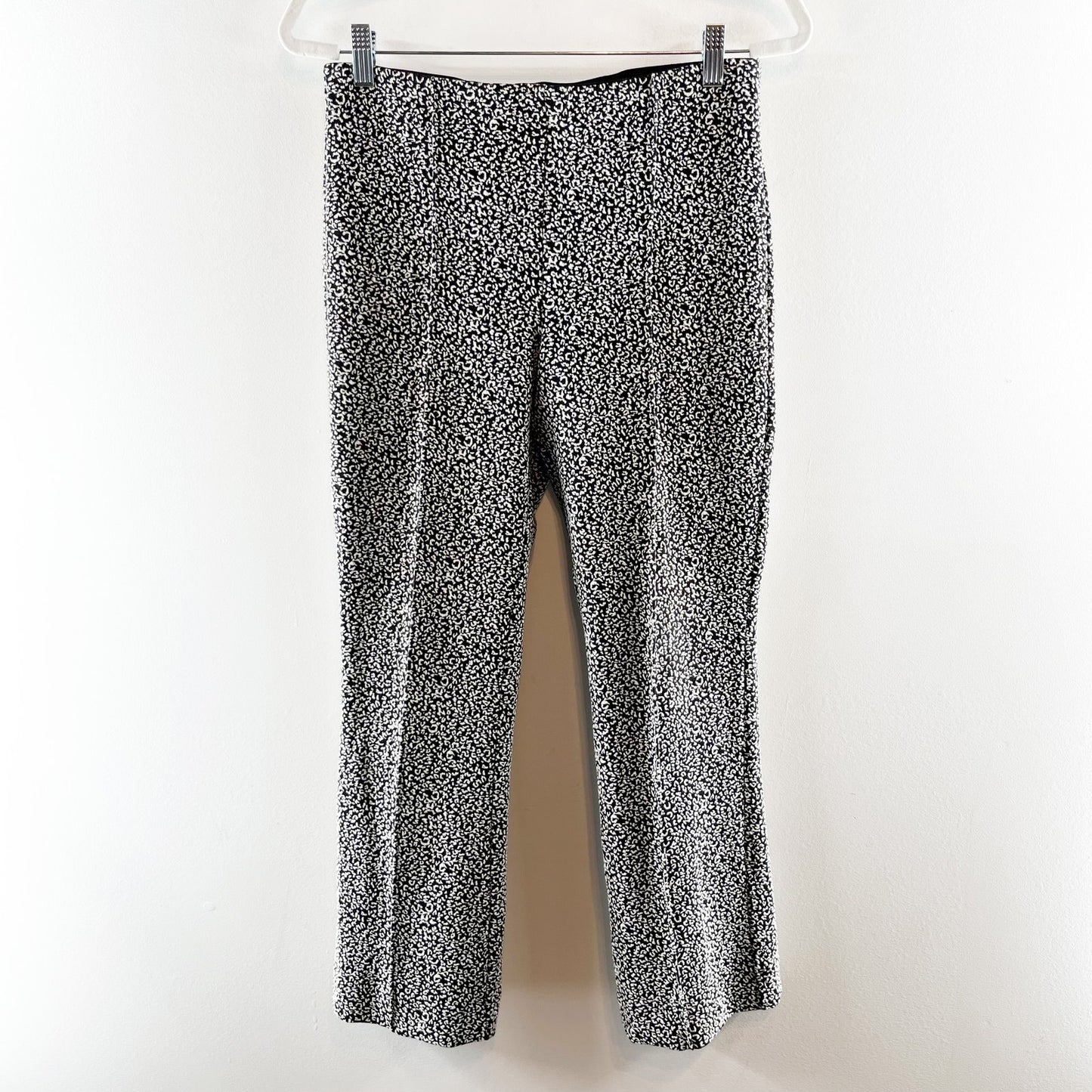 Anthropologie The Essential Leopard Cropped Flare Trousers Black White Small