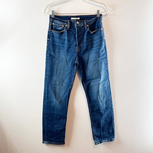 Levi's Wedgie Straight High Rise Ankle Jeans Dark Wash Blue