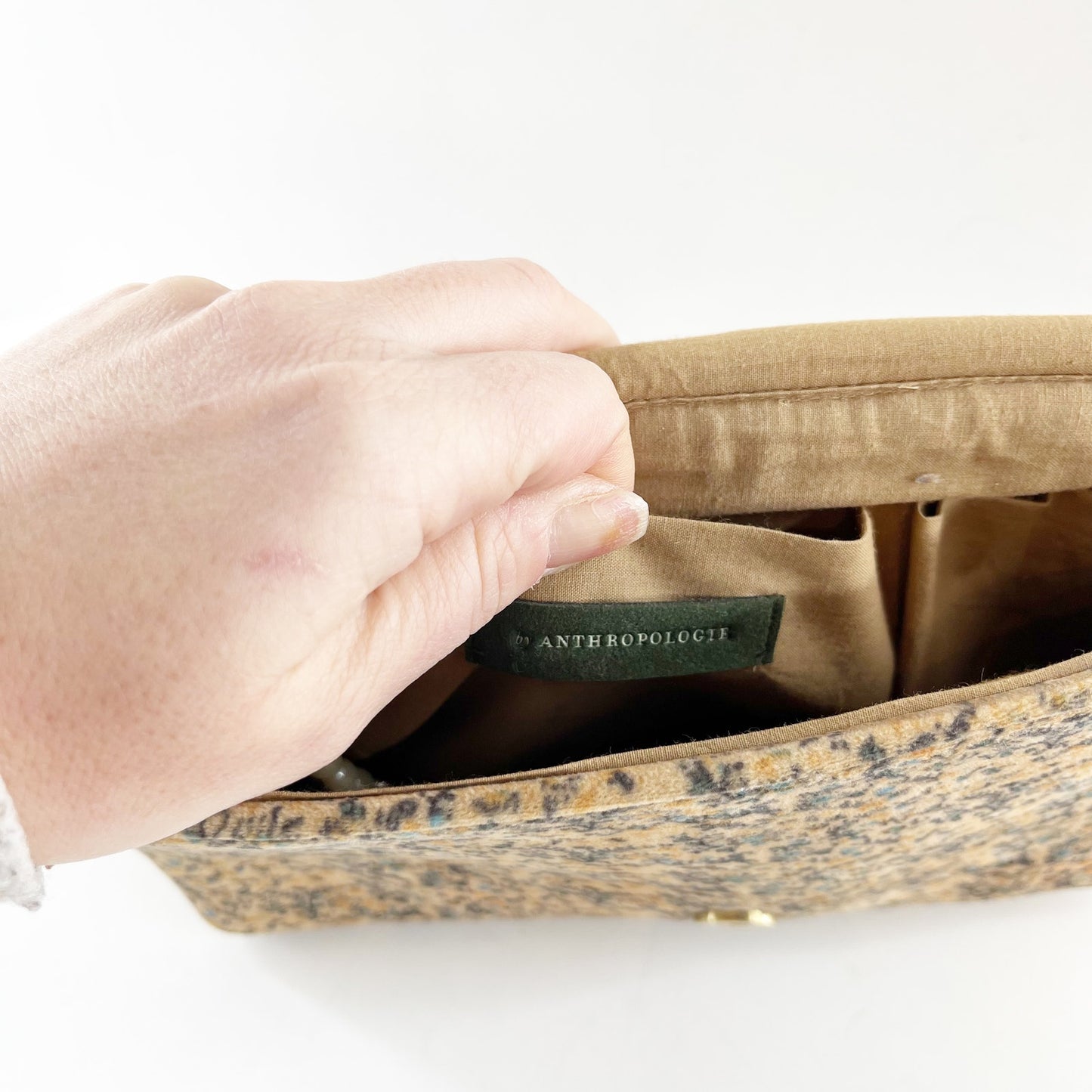 Anthropologie Francesca Floral Velvet Clutch Pearl Chain Strap Crossbody Purse