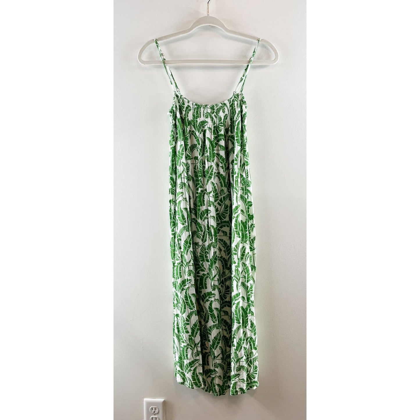WeWoreWhat Botanical Print Sleeveless Midi Slip Sundress Green White Small