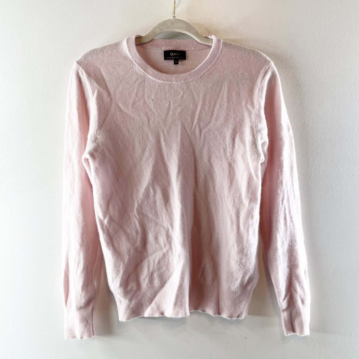 Quince Mongolian Cashmere Crewneck Long Sleeve Sweater Minimal Pink Medium
