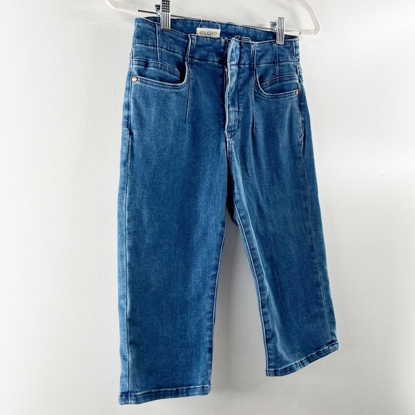 Pilcro High Rise Straight Leg Denim Regular Fit Capri Jeans Blue Wash 27
