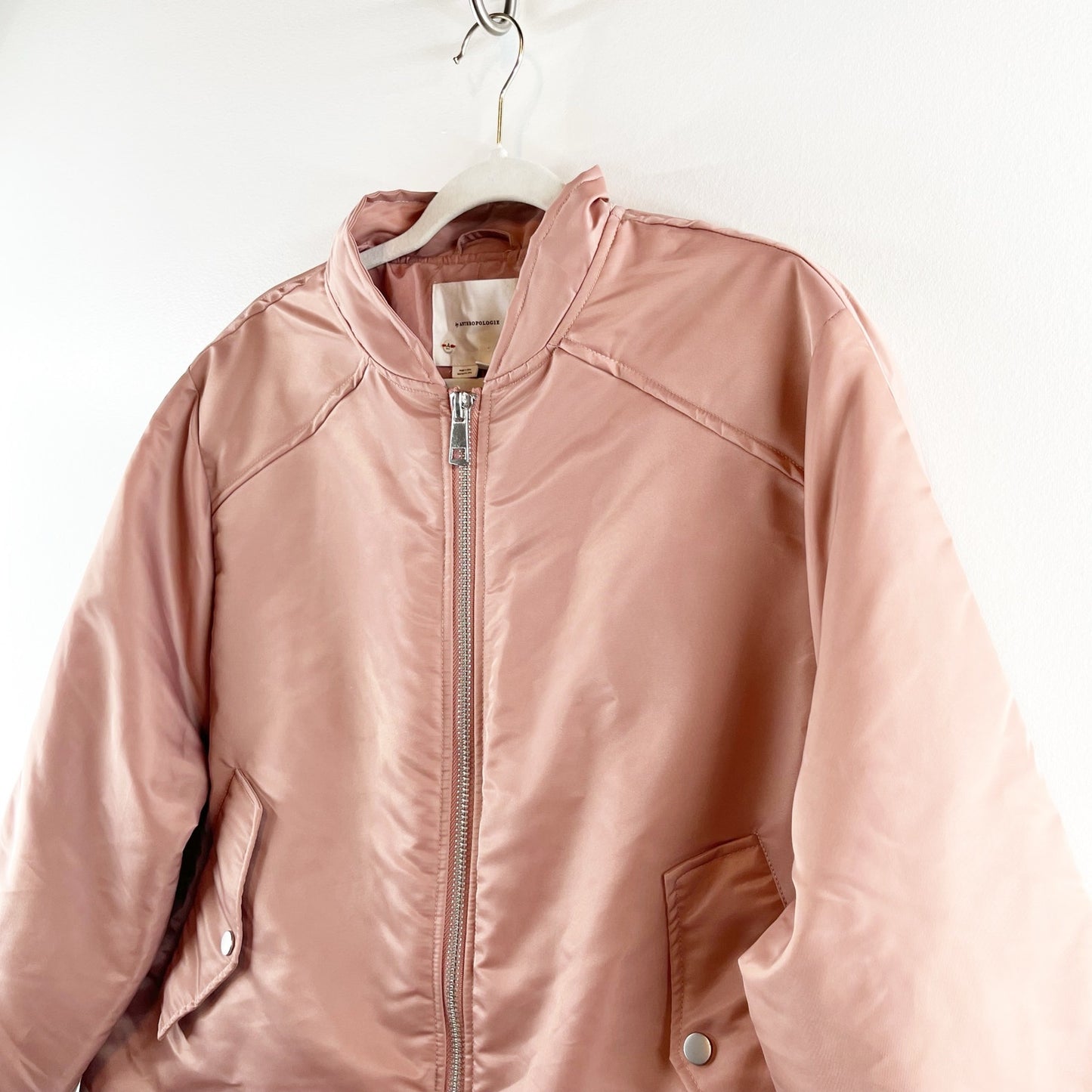 Anthropologie '98 Bomber Coat Jacket Dusty Pink Rose Medium