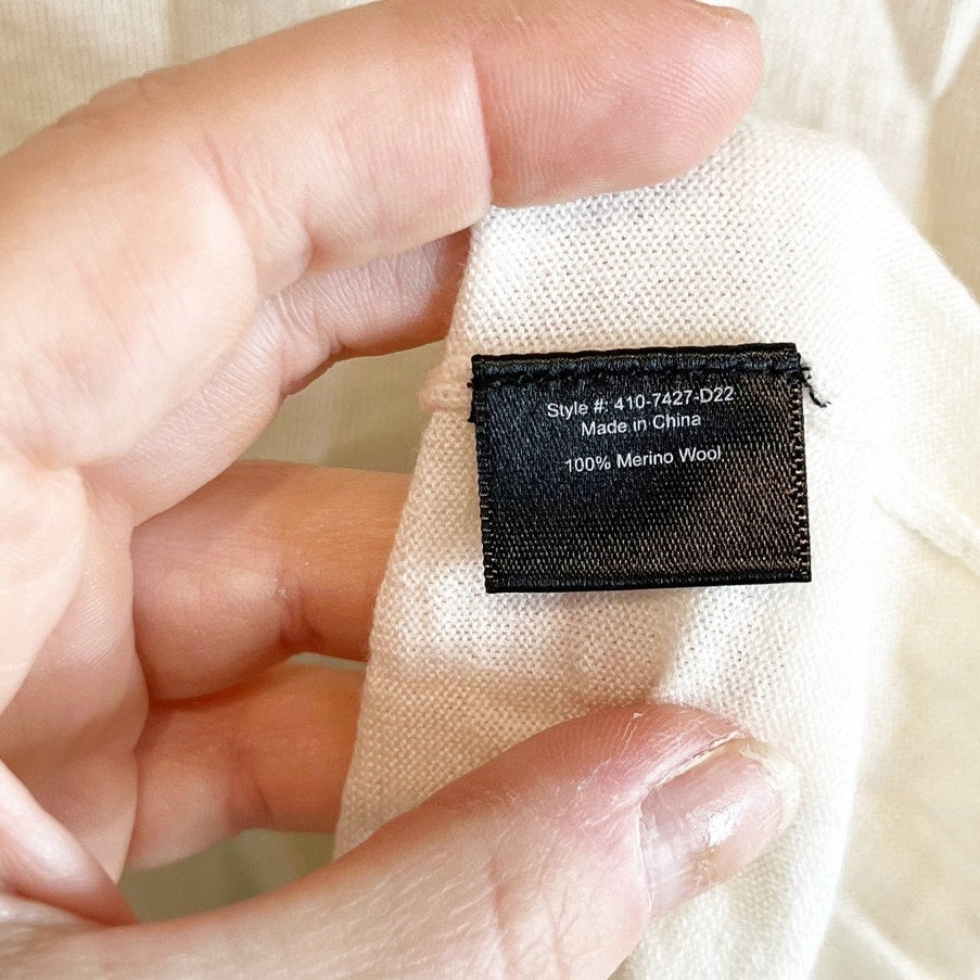 Jenni Kayne 100% Merino Wool Sleeveless Crew Neck Tank Top Cream Large