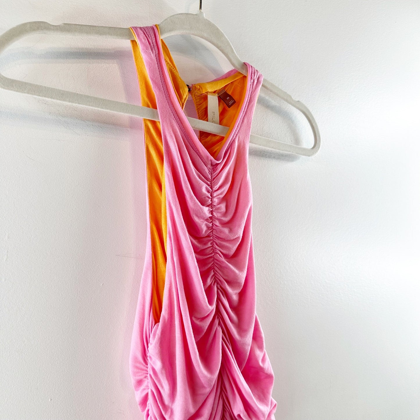 Anthropologie Pilcro Ruched Gathered Reversible Tank Top Pink Orange XS