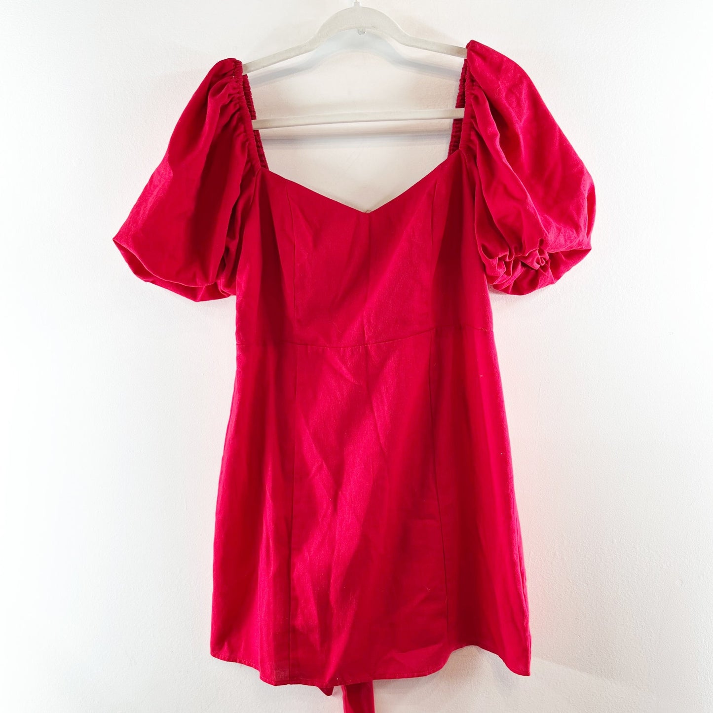 Francesca’s Alexandra Puff Sleeve Mini Dress Red Large